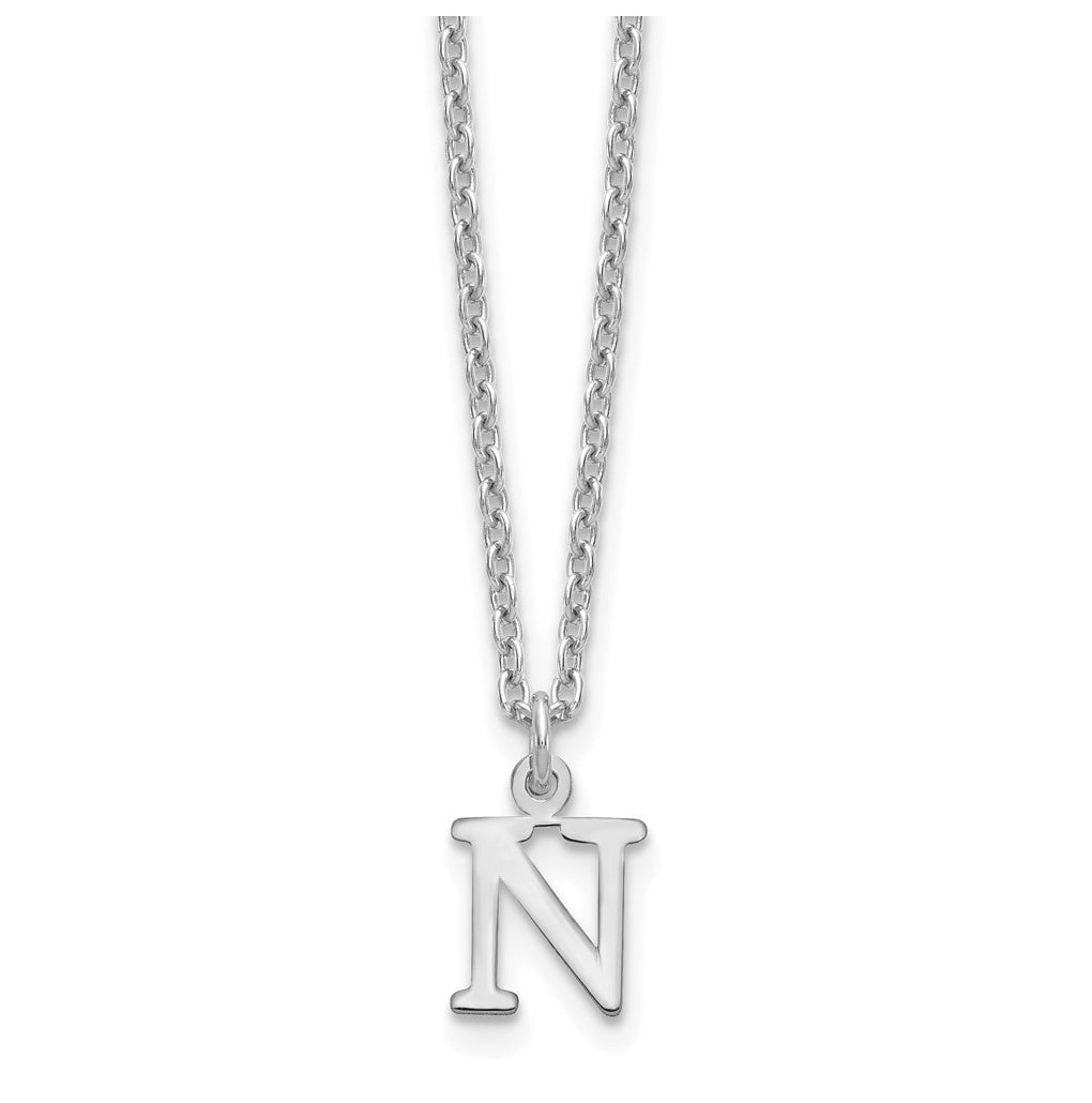 Sterling Silver Rhodium plated Cutout Letter N Initial Necklace