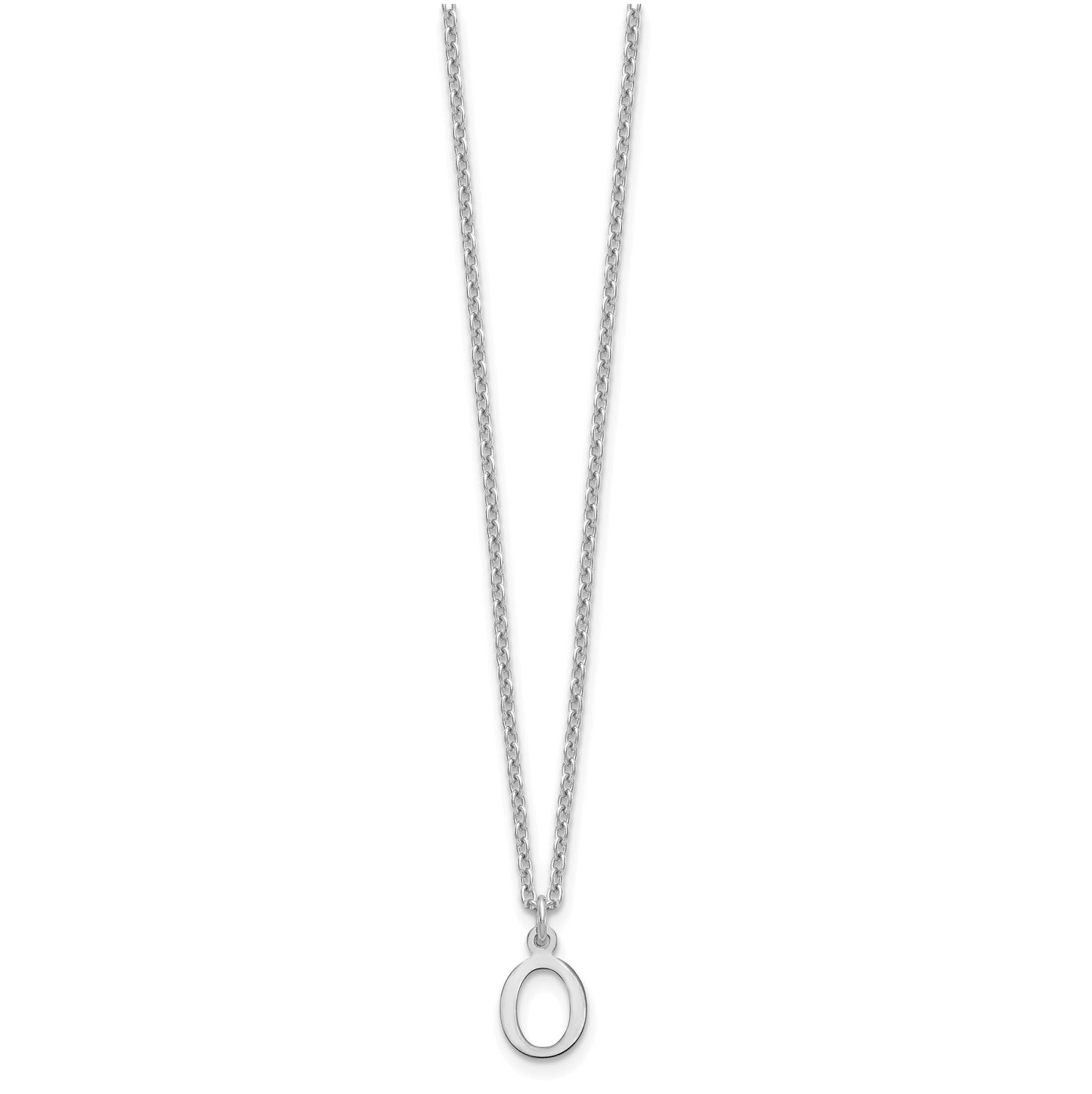 Sterling Silver Rhodium plated Cutout Letter O Initial Necklace