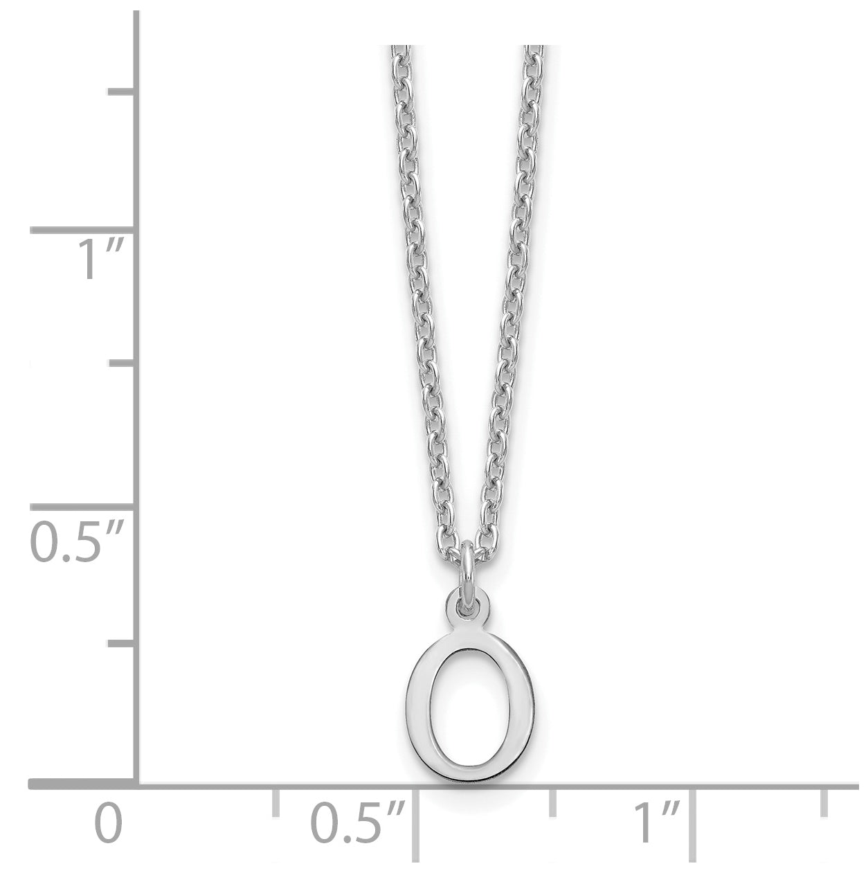 Sterling Silver Rhodium plated Cutout Letter O Initial Necklace