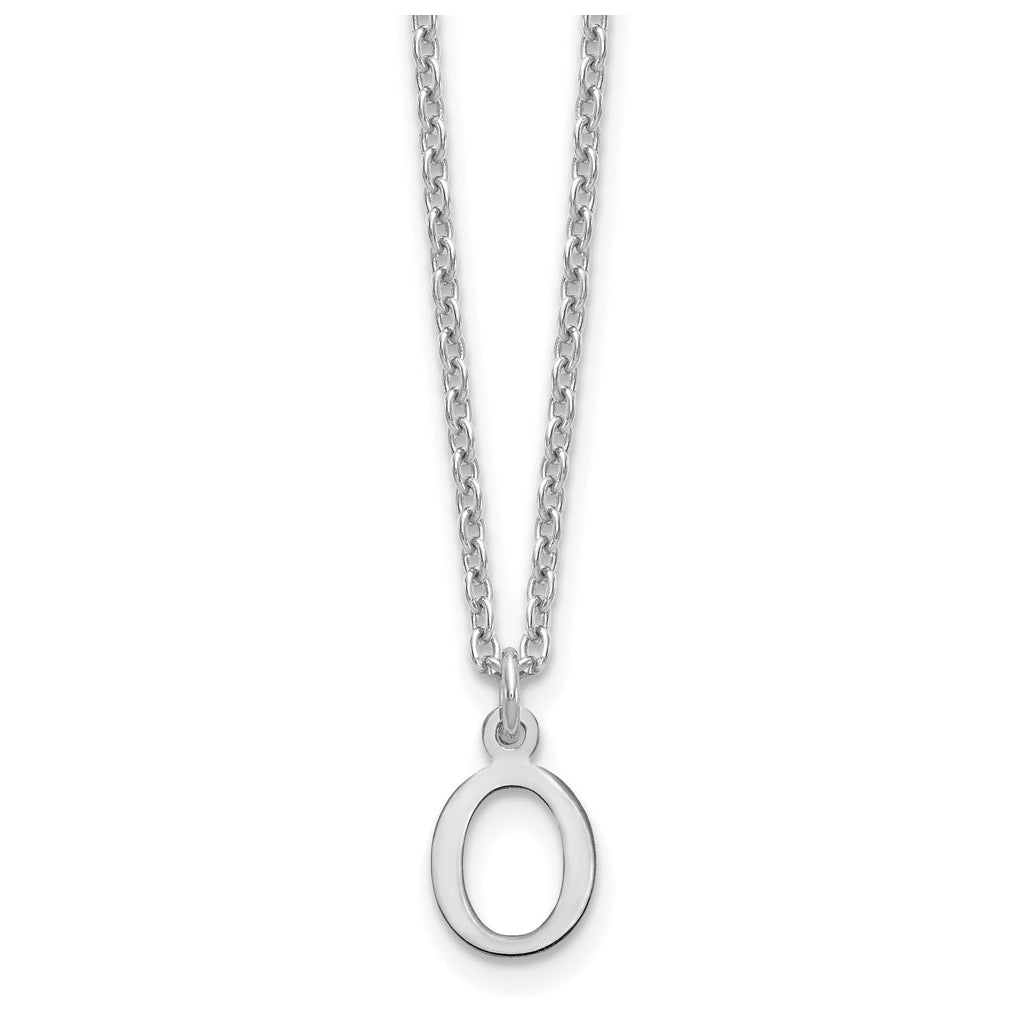 Sterling Silver Rhodium plated Cutout Letter O Initial Necklace