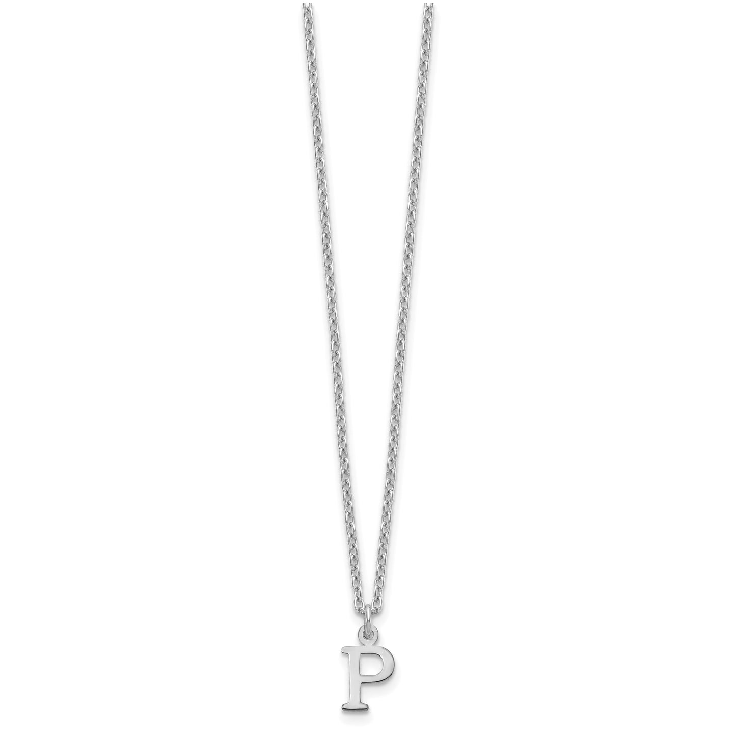 Sterling Silver Rhodium plated Cutout Letter P Initial Necklace