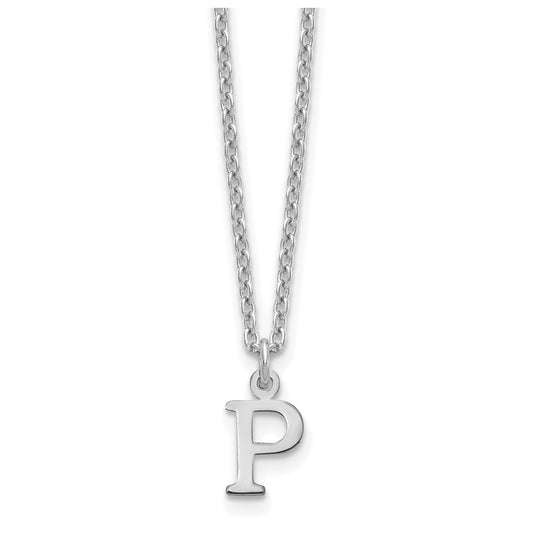 Sterling Silver Rhodium plated Cutout Letter P Initial Necklace