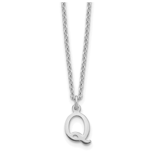 Sterling Silver Rhodium plated Cutout Letter Q Initial Necklace