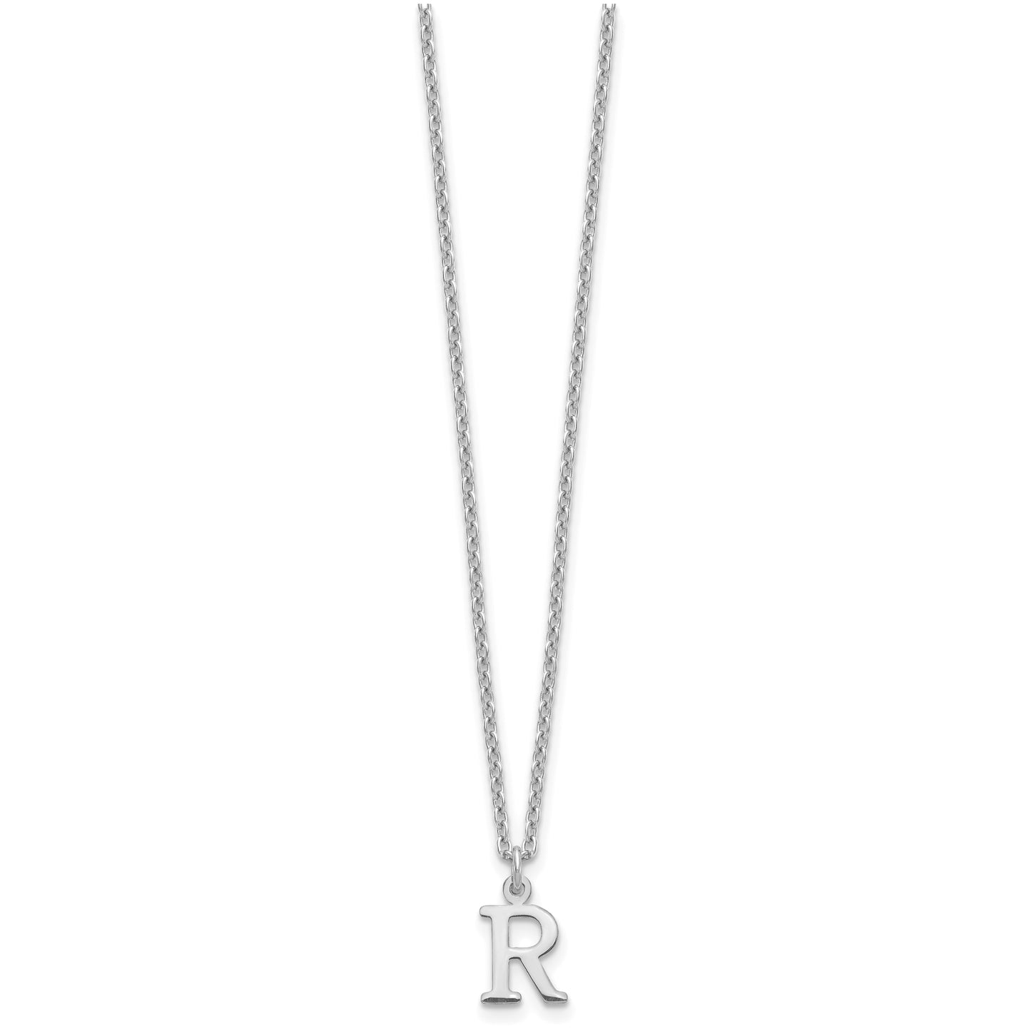 10K White Gold Cutout Letter R Initial Necklace