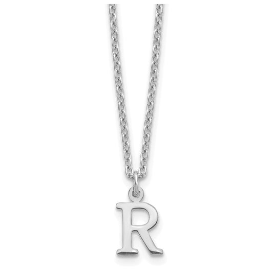 10K White Gold Cutout Letter R Initial Necklace