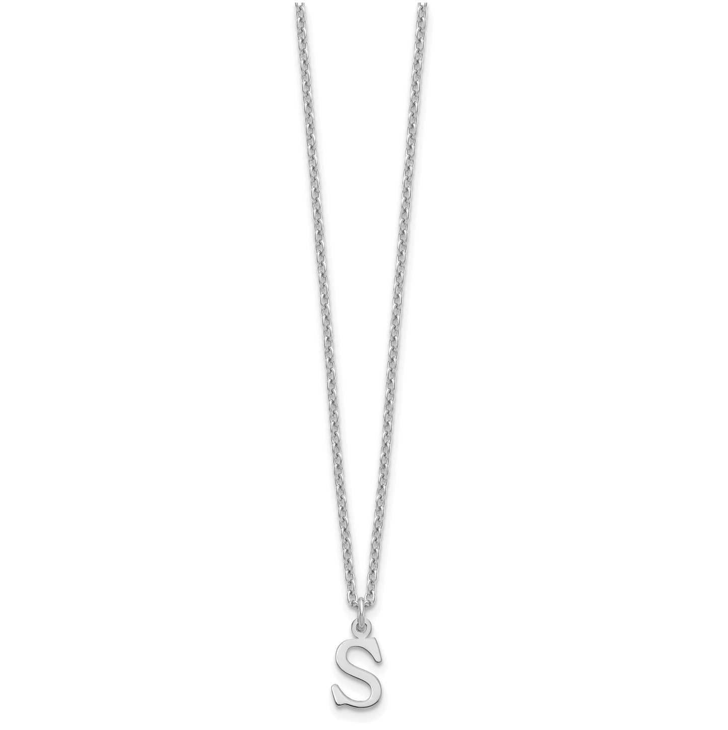 Sterling Silver Rhodium plated Cutout Letter S Initial Necklace