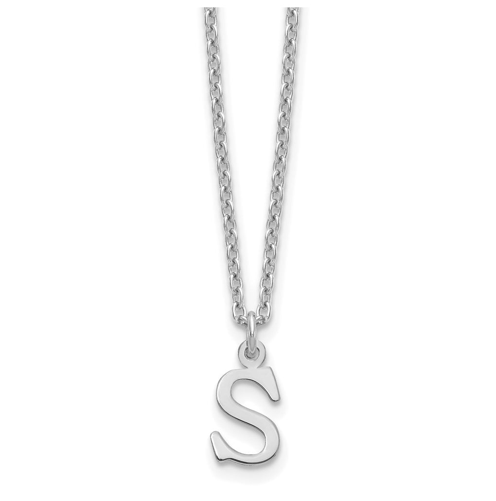 Sterling Silver Rhodium plated Cutout Letter S Initial Necklace