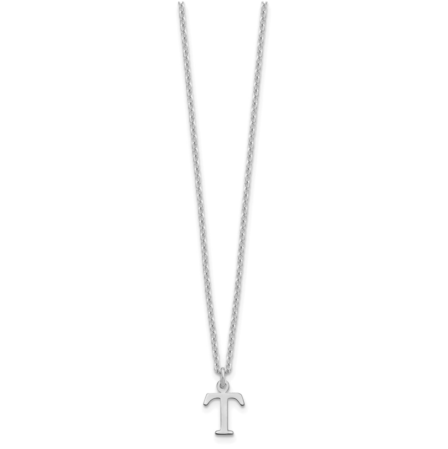 Sterling Silver Rhodium plated Cutout Letter T Initial Necklace