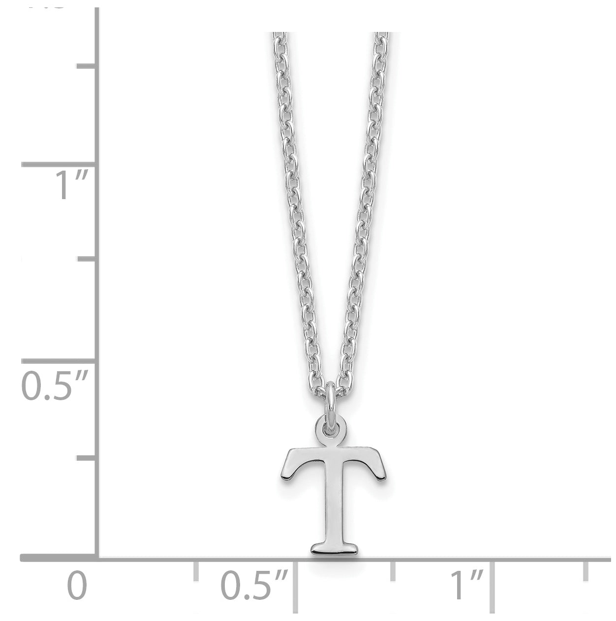 Sterling Silver Rhodium plated Cutout Letter T Initial Necklace