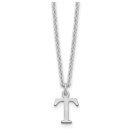 Sterling Silver Rhodium plated Cutout Letter T Initial Necklace