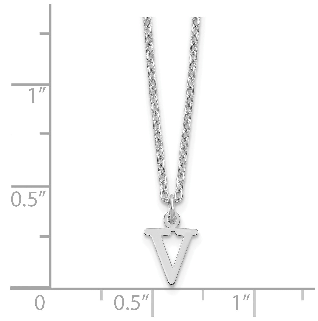 Sterling Silver Rhodium plated Cutout Letter V Initial Necklace
