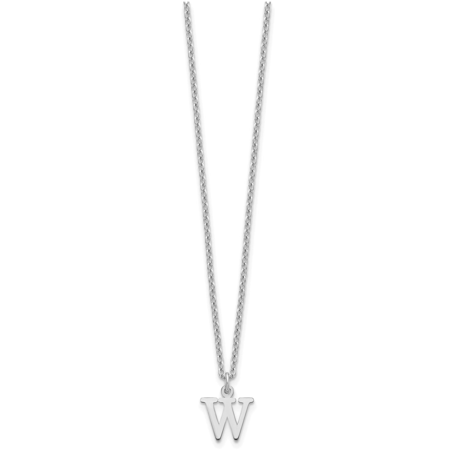 Sterling Silver Rhodium plated Cutout Letter W Initial Necklace