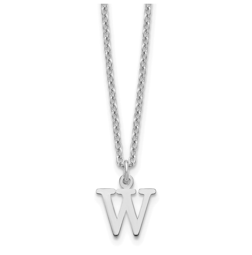 Sterling Silver Rhodium plated Cutout Letter W Initial Necklace