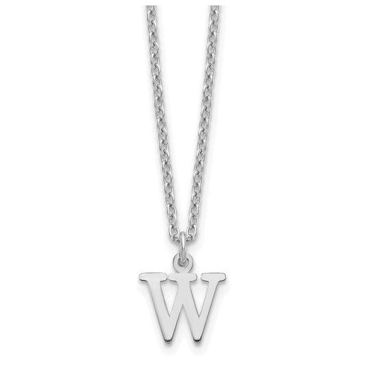 Sterling Silver Rhodium plated Cutout Letter W Initial Necklace
