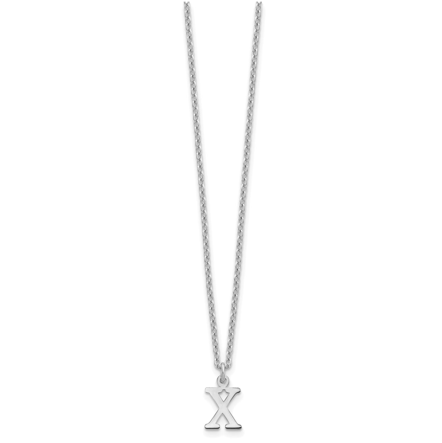 Sterling Silver Rhodium plated Cutout Letter X Initial Necklace
