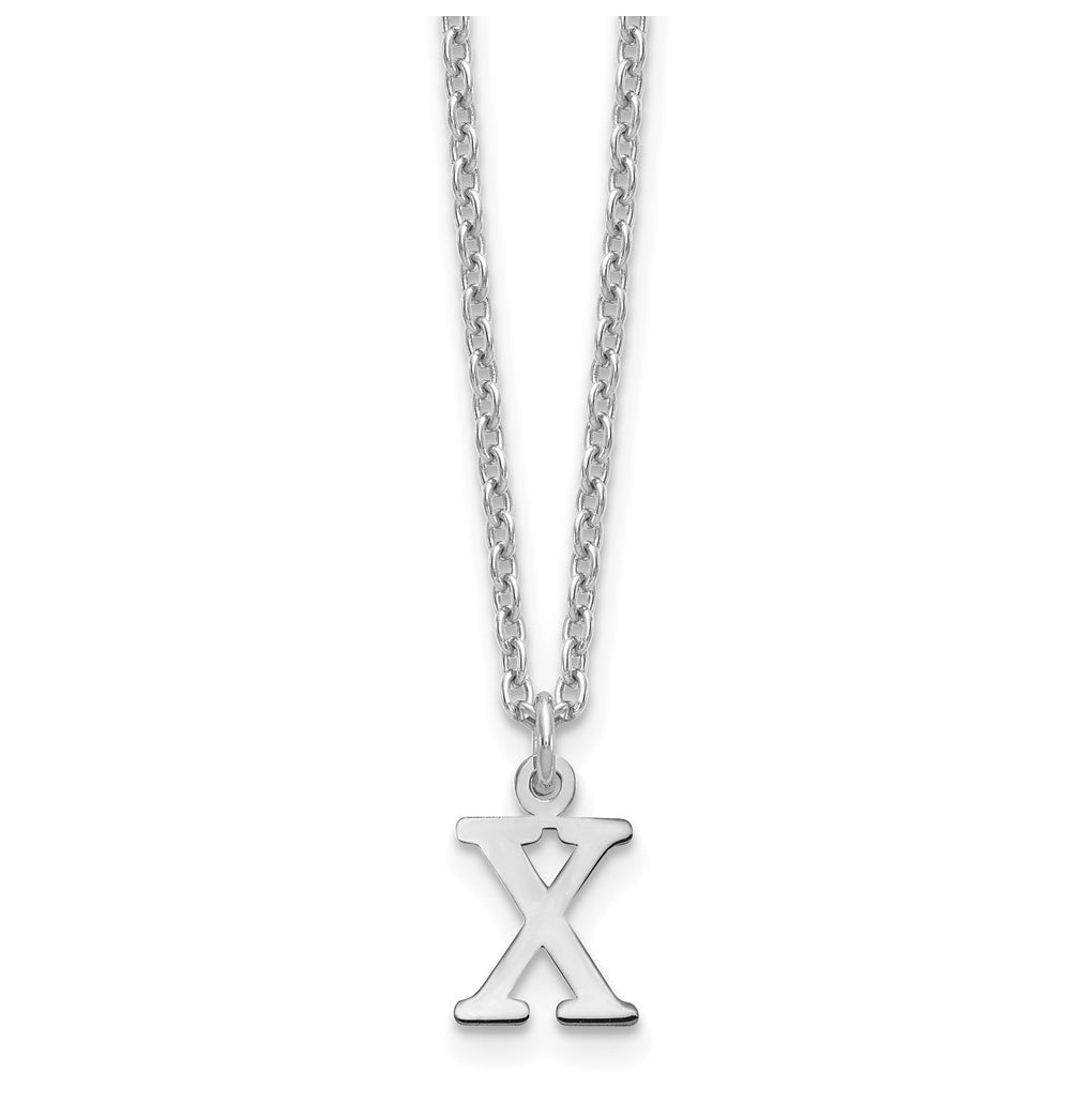 Sterling Silver Rhodium plated Cutout Letter X Initial Necklace