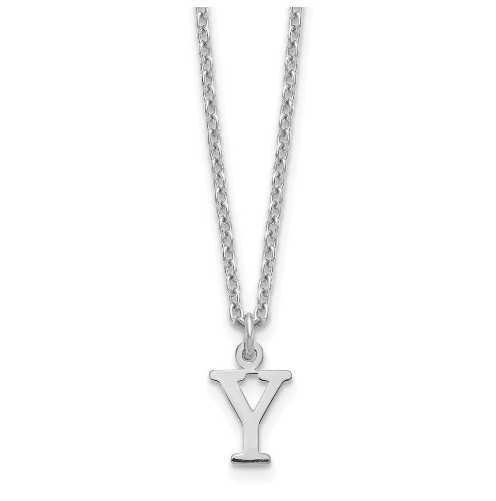Sterling Silver Rhodium plated Cutout Letter Y Initial Necklace