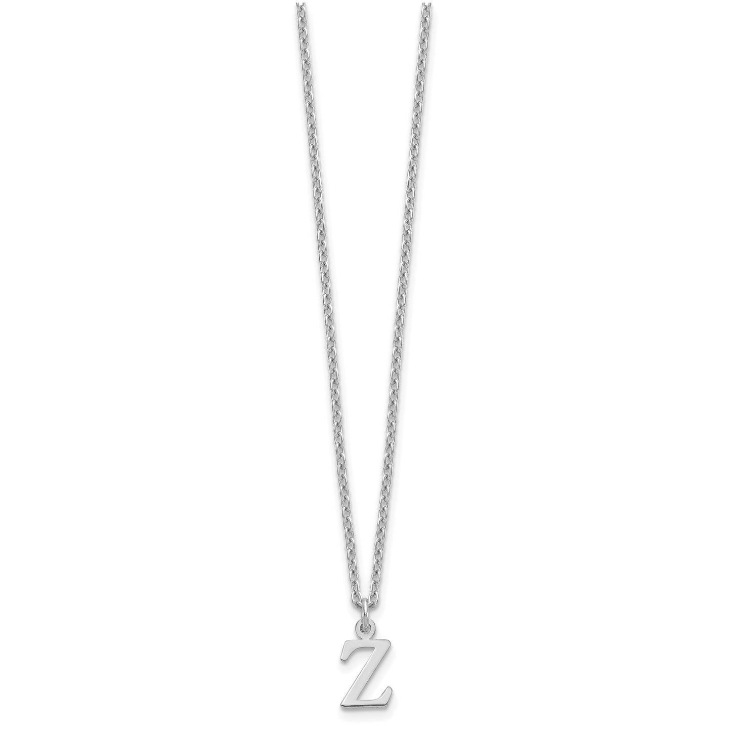 Sterling Silver Rhodium plated Cutout Letter Z Initial Necklace
