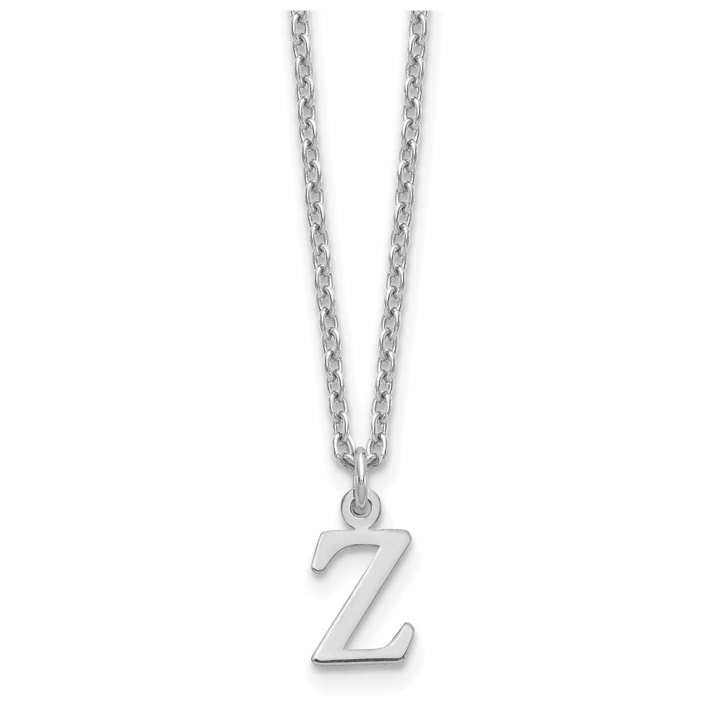 Sterling Silver Rhodium plated Cutout Letter Z Initial Necklace
