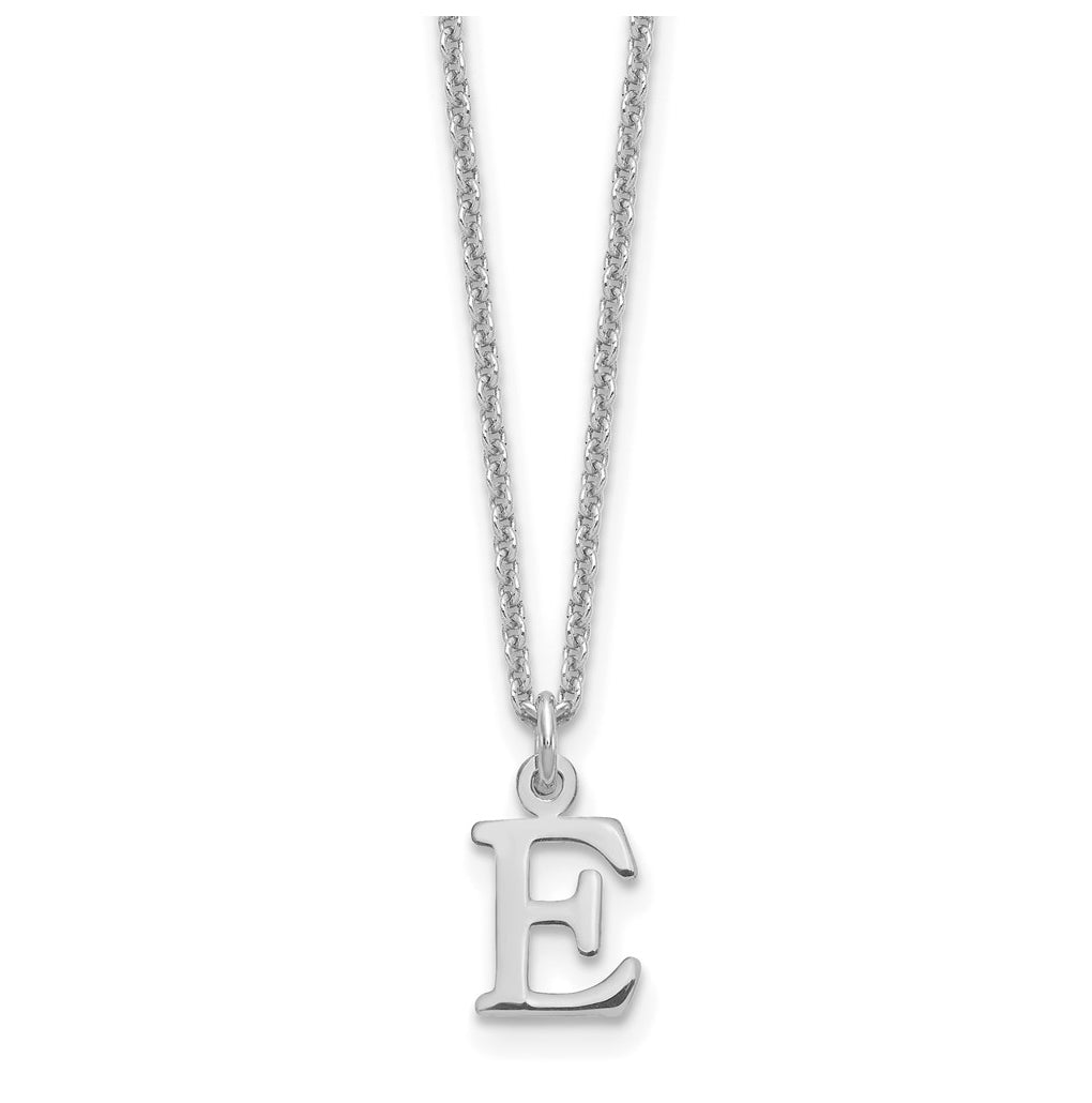 14K White Gold Cutout Letter E Initial Necklace
