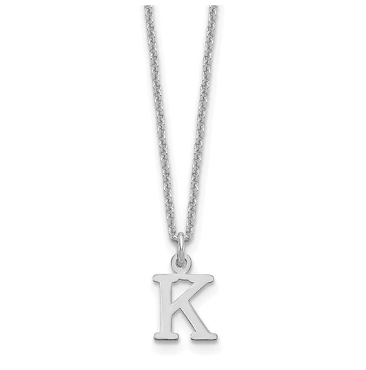 14K White Gold Cutout Letter K Initial Necklace