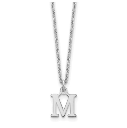 10K White Gold Cutout Letter M Initial Necklace