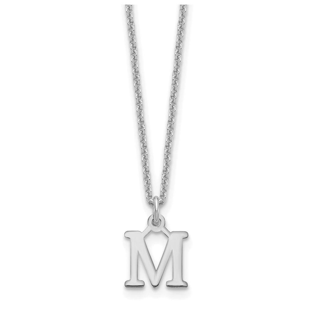 14K White Gold Cutout Letter M Initial Necklace
