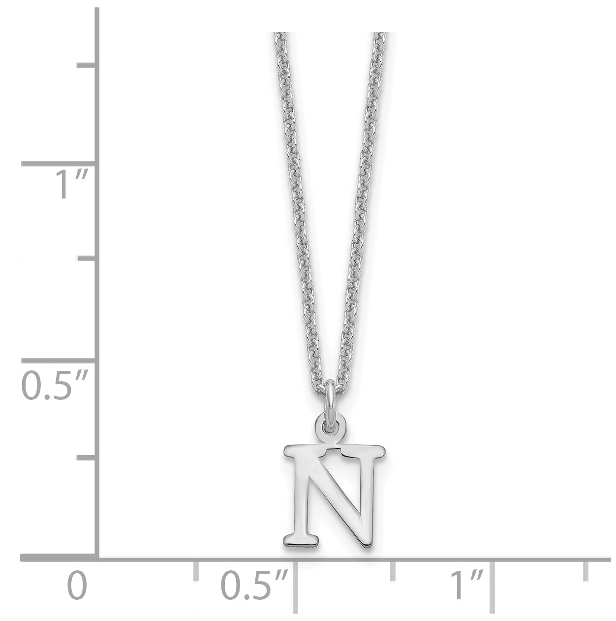 10K White Gold Cutout Letter N Initial Necklace