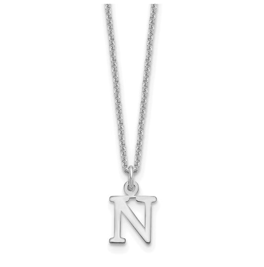 10K White Gold Cutout Letter N Initial Necklace