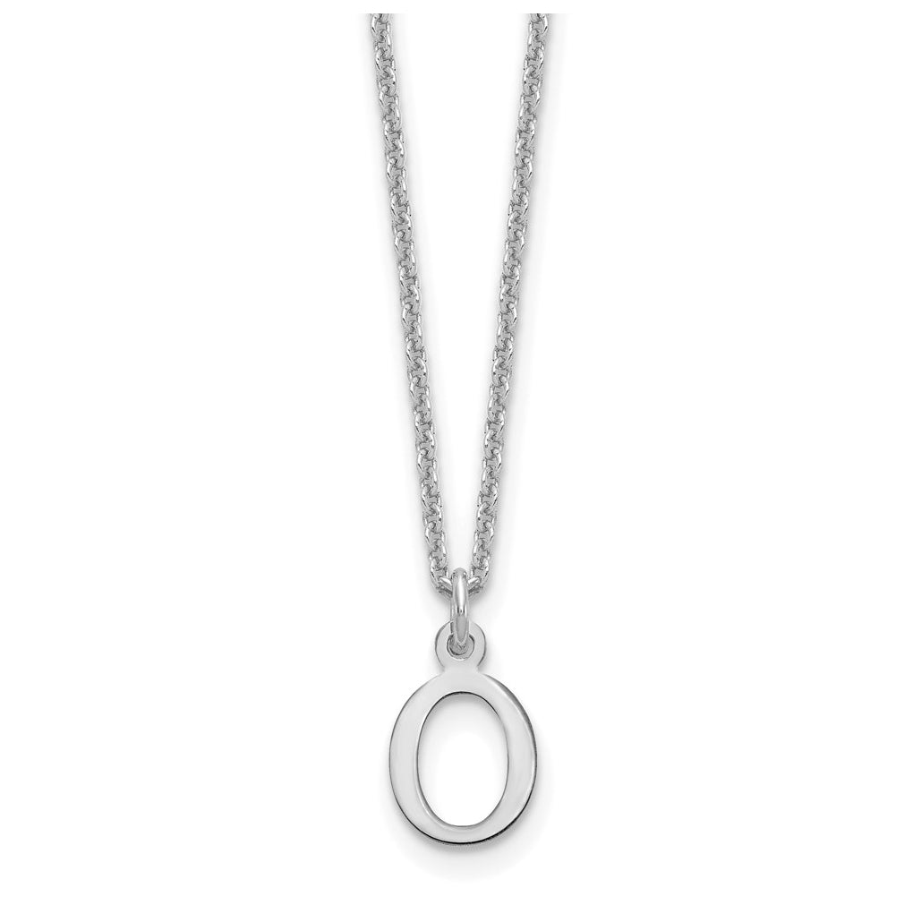 10K White Gold Cutout Letter O Initial Necklace