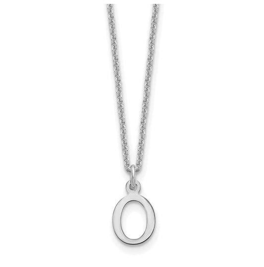 10K White Gold Cutout Letter O Initial Necklace