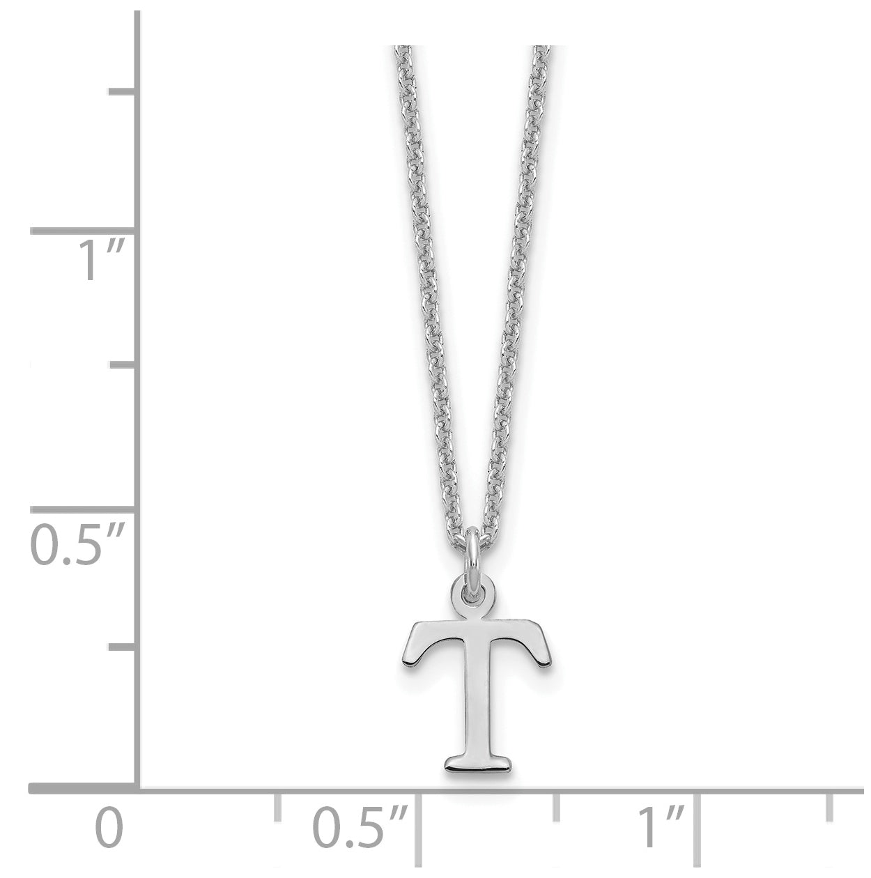 10K White Gold Cutout Letter T Initial Necklace