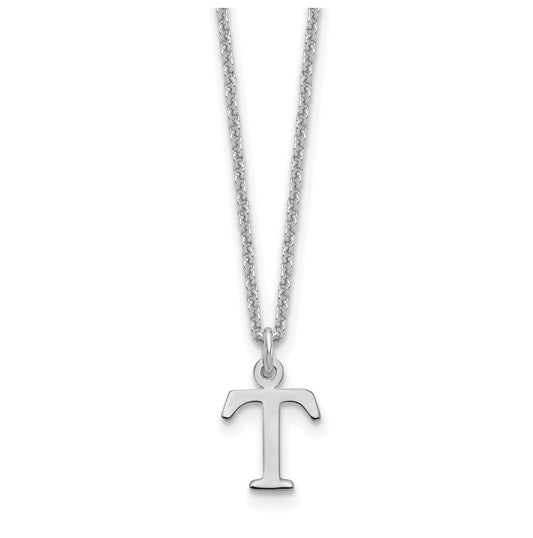 10K White Gold Cutout Letter T Initial Necklace