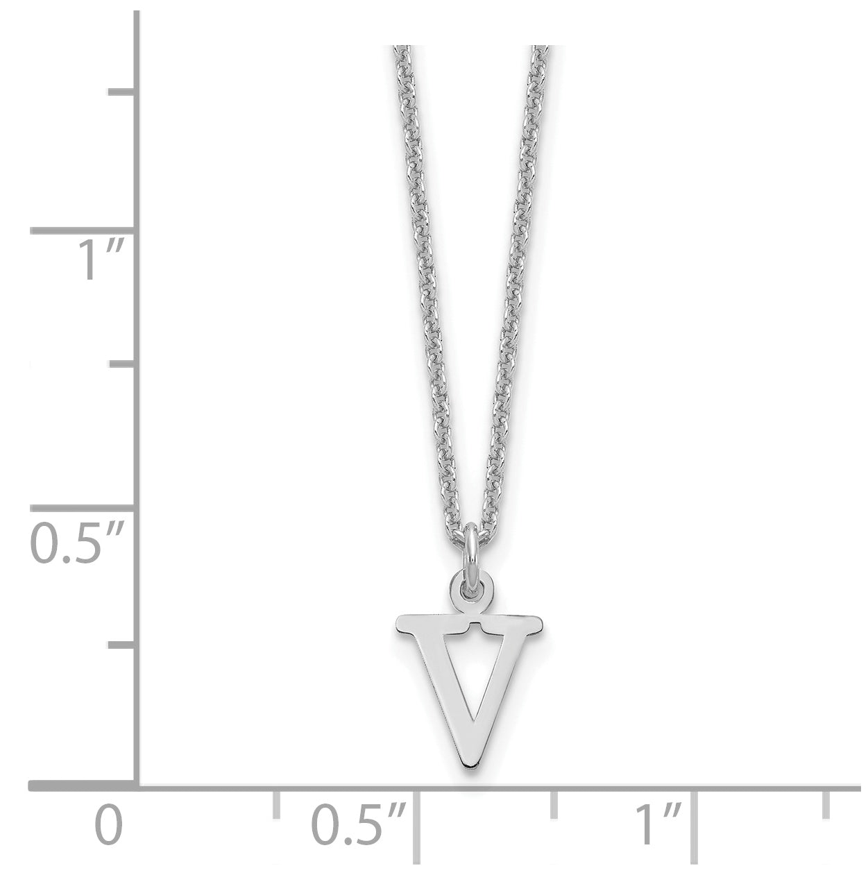 14K White Gold Cutout Letter V Initial Necklace