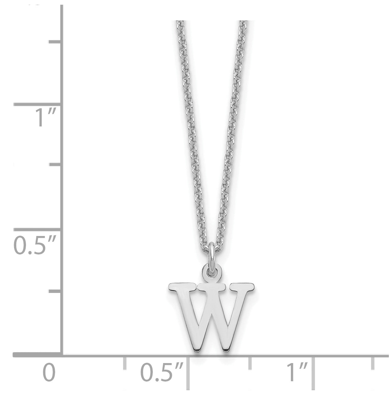14K White Gold Cutout Letter W Initial Necklace