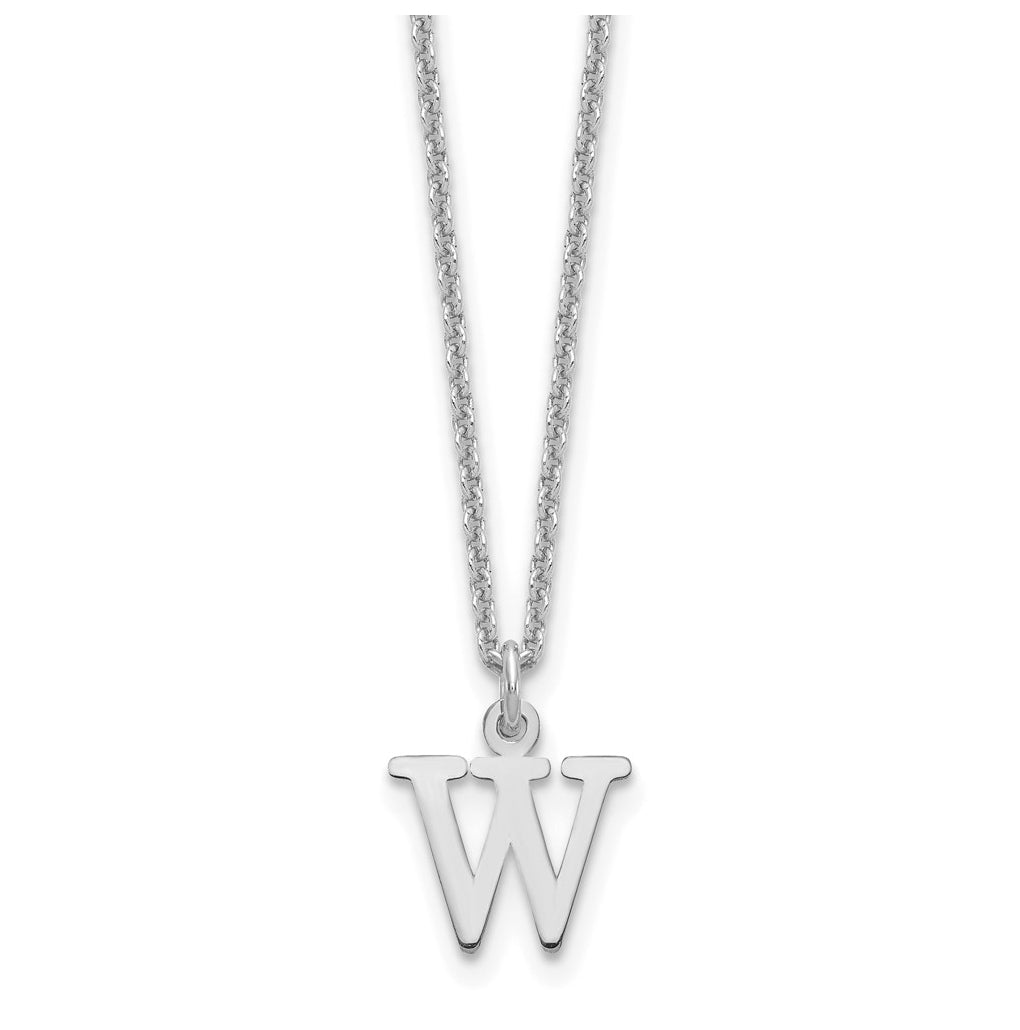 10K White Gold Cutout Letter W Initial Necklace