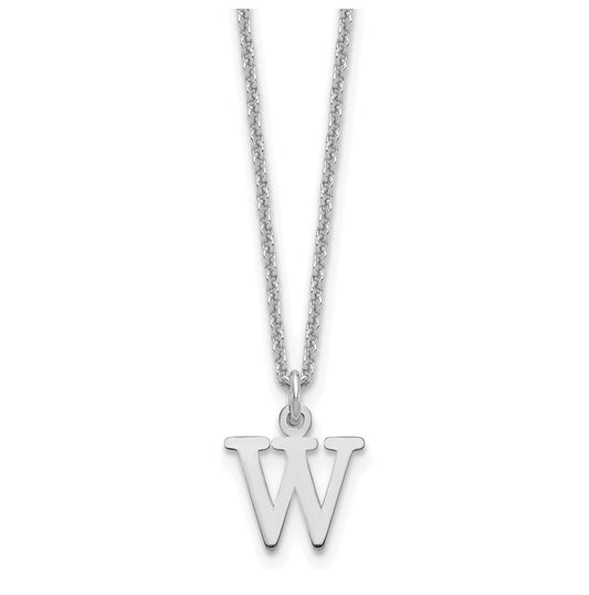 10K White Gold Cutout Letter W Initial Necklace