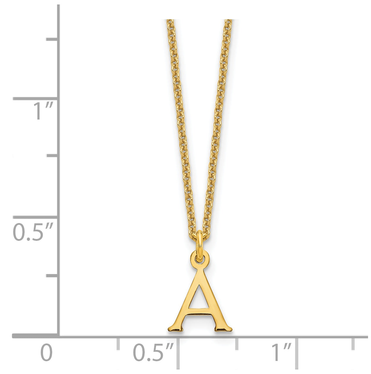 14K Yellow Gold Cutout Letter A Initial Necklace