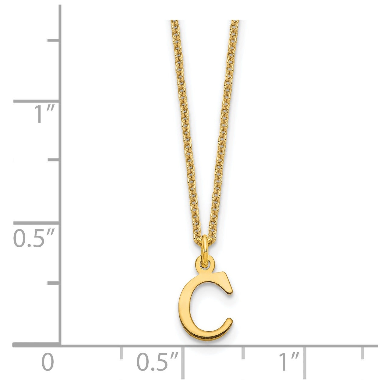 14K Yellow Gold Cutout Letter C Initial Necklace