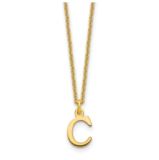 14K Yellow Gold Cutout Letter C Initial Necklace