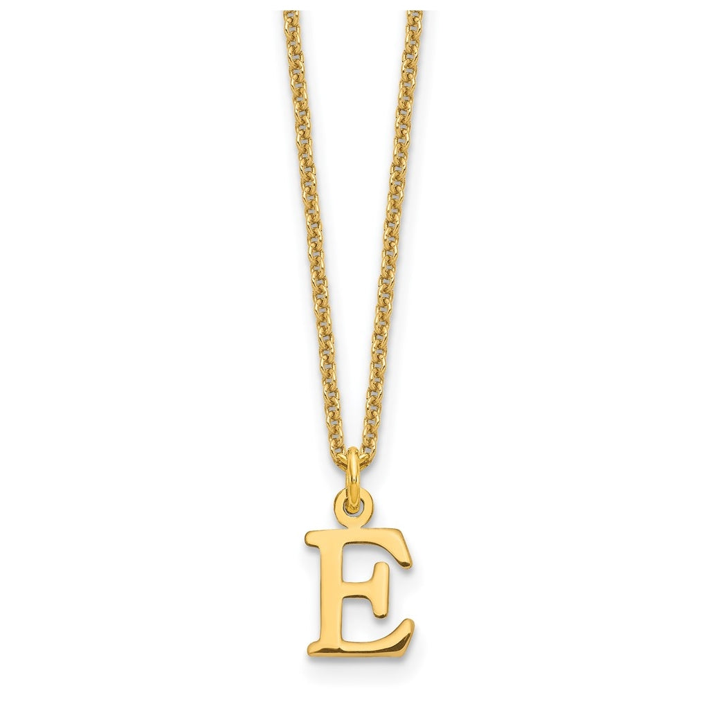 14K Yellow Gold Cutout Letter E Initial Necklace