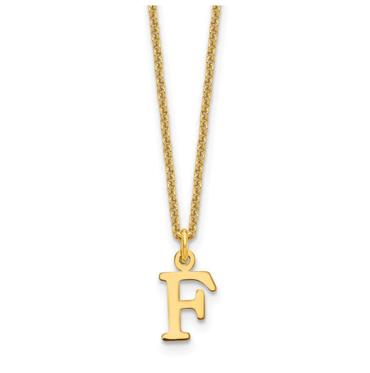 14K Yellow Gold Cutout Letter F Initial Necklace