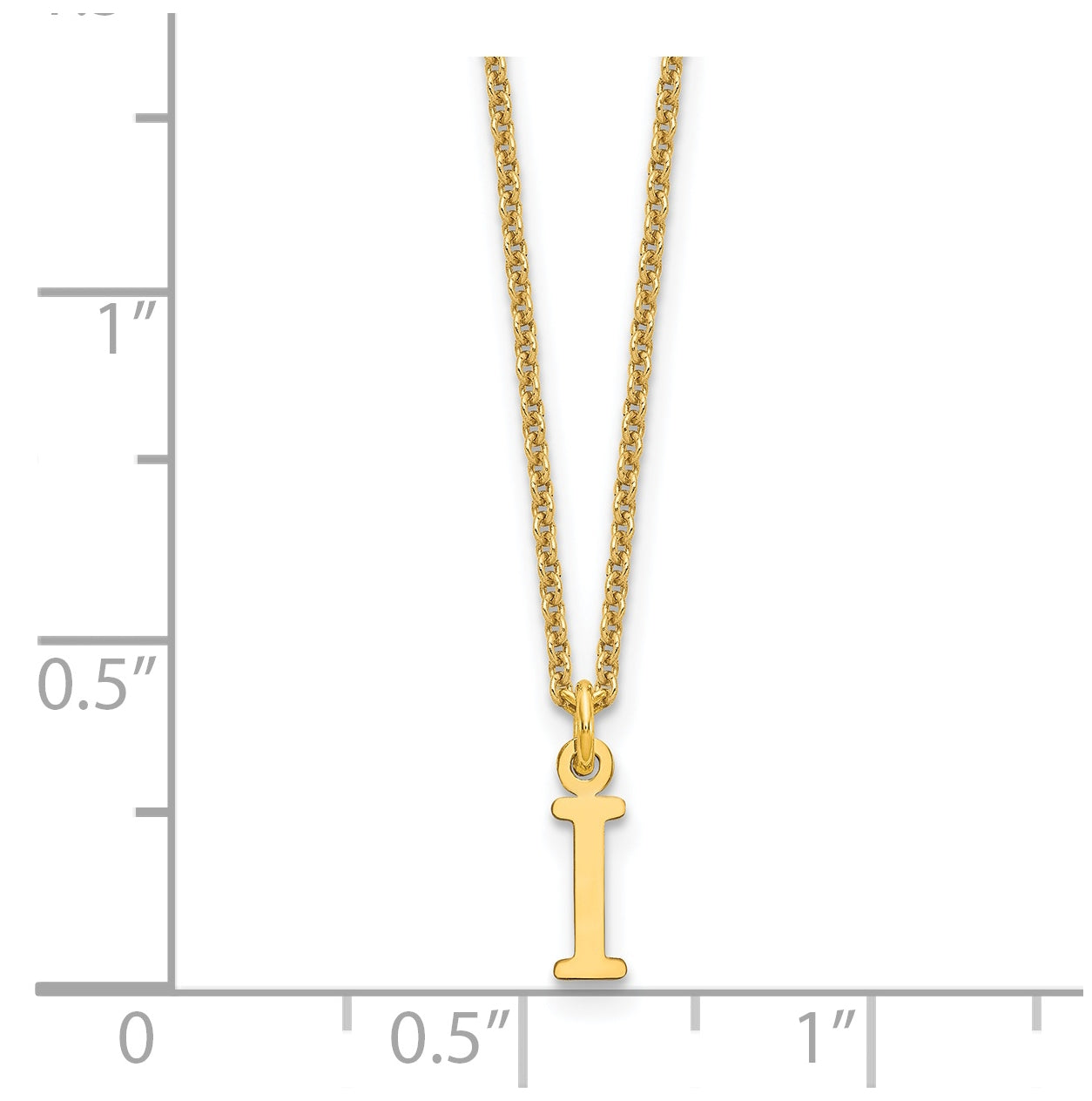 14K Yellow Gold Cutout Letter I Initial Necklace