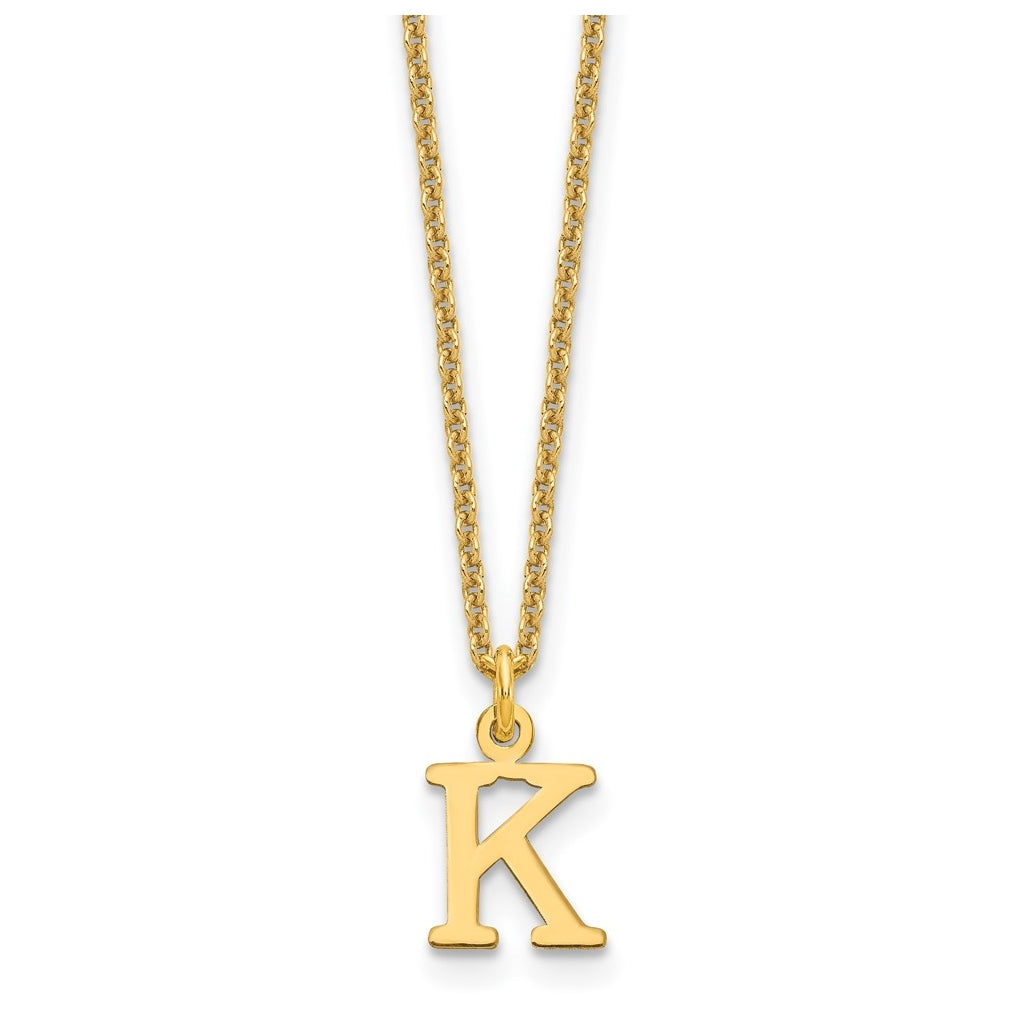 14K Yellow Gold Cutout Letter K Initial Necklace