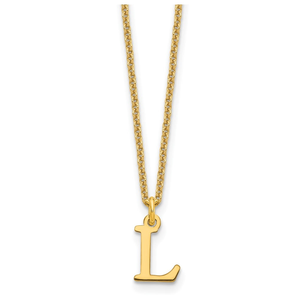 14K Yellow Gold Cutout Letter L Initial Necklace