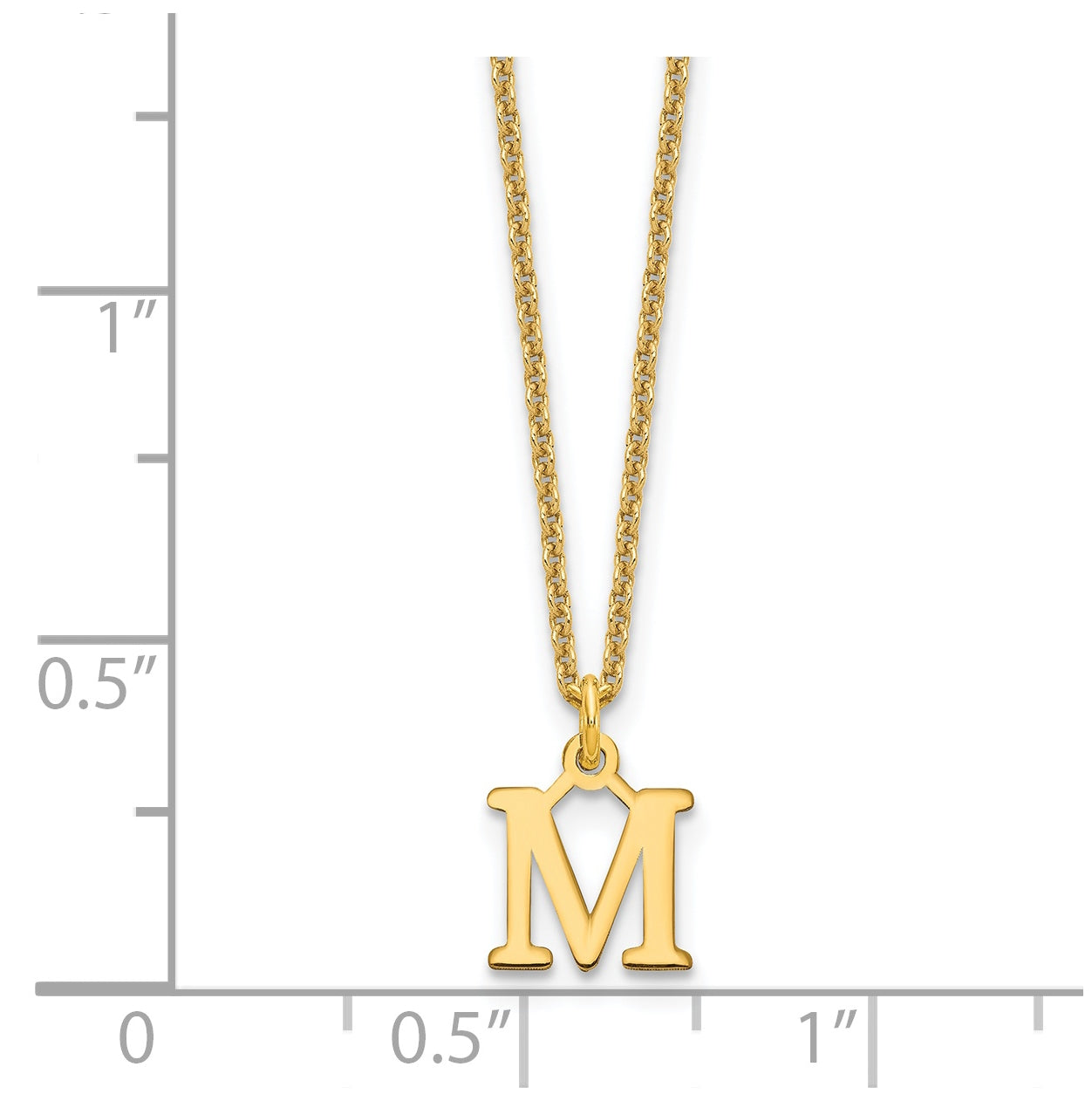 14K Yellow Gold Cutout Letter M Initial Necklace