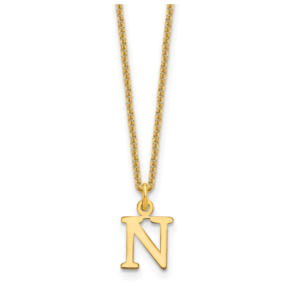 14K Yellow Gold Cutout Letter N Initial Necklace