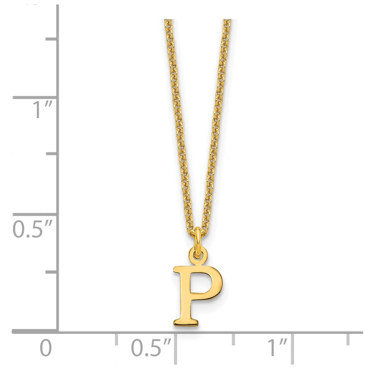 14K Yellow Gold Cutout Letter P Initial Necklace