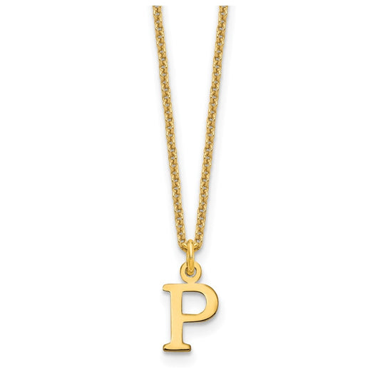 14K Yellow Gold Cutout Letter P Initial Necklace