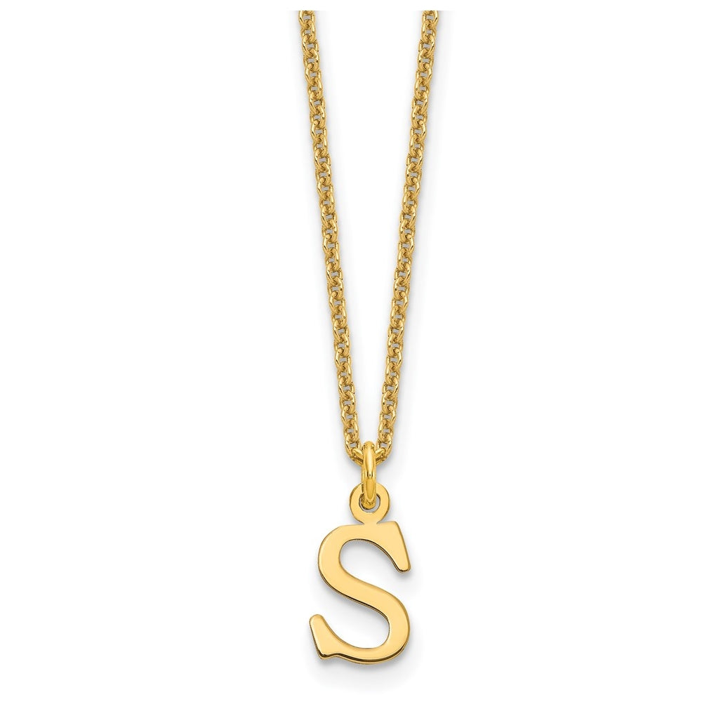 14K Yellow Gold Cutout Letter S Initial Necklace